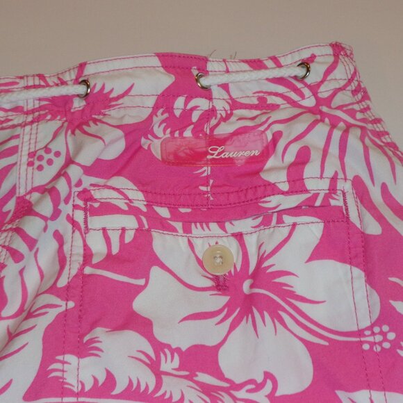 LAUREN RALPH LAUREN Barbie pink & white Hawaiian‎ print cotton crop pants size 8 - Picture 6 of 10